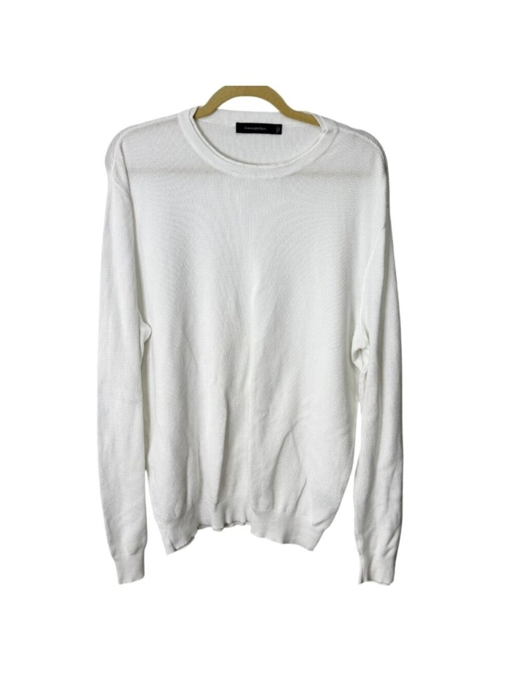 Ermenegildo Zegna Men Size 56 XXL White Waffle Knit Crewneck Shirt Cotton Italy
